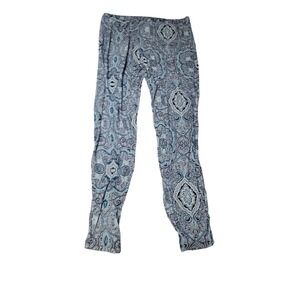 Artisan NY Juniors Girls Patterned Leggings Pants Blue Paisley Print Size L